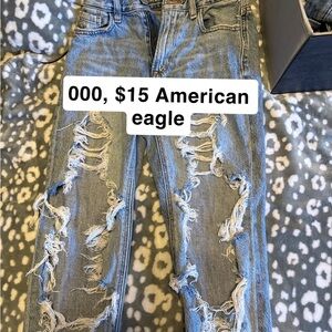 American Eagle Outfitters High Rise Ripped Jeans - Blue